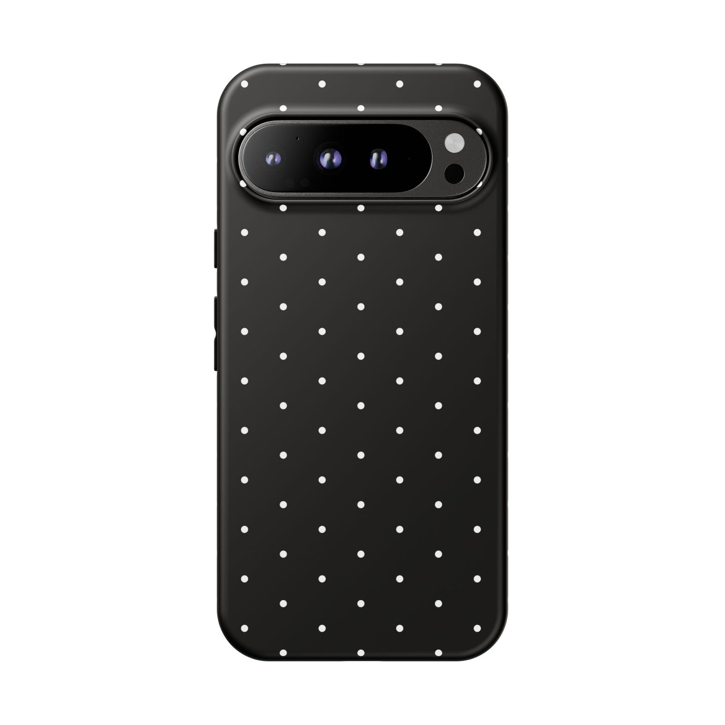 Phone Case, Elegant Black Tough Case with White Dots, Stylish Protective Cover, Minimalist Design, Gift for Her, Birthday Present, Christmas