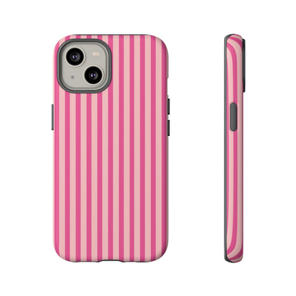 Pink Stripe Everyday Phone Case Cover, Protective Smartphone Cover, Trendy Accessories