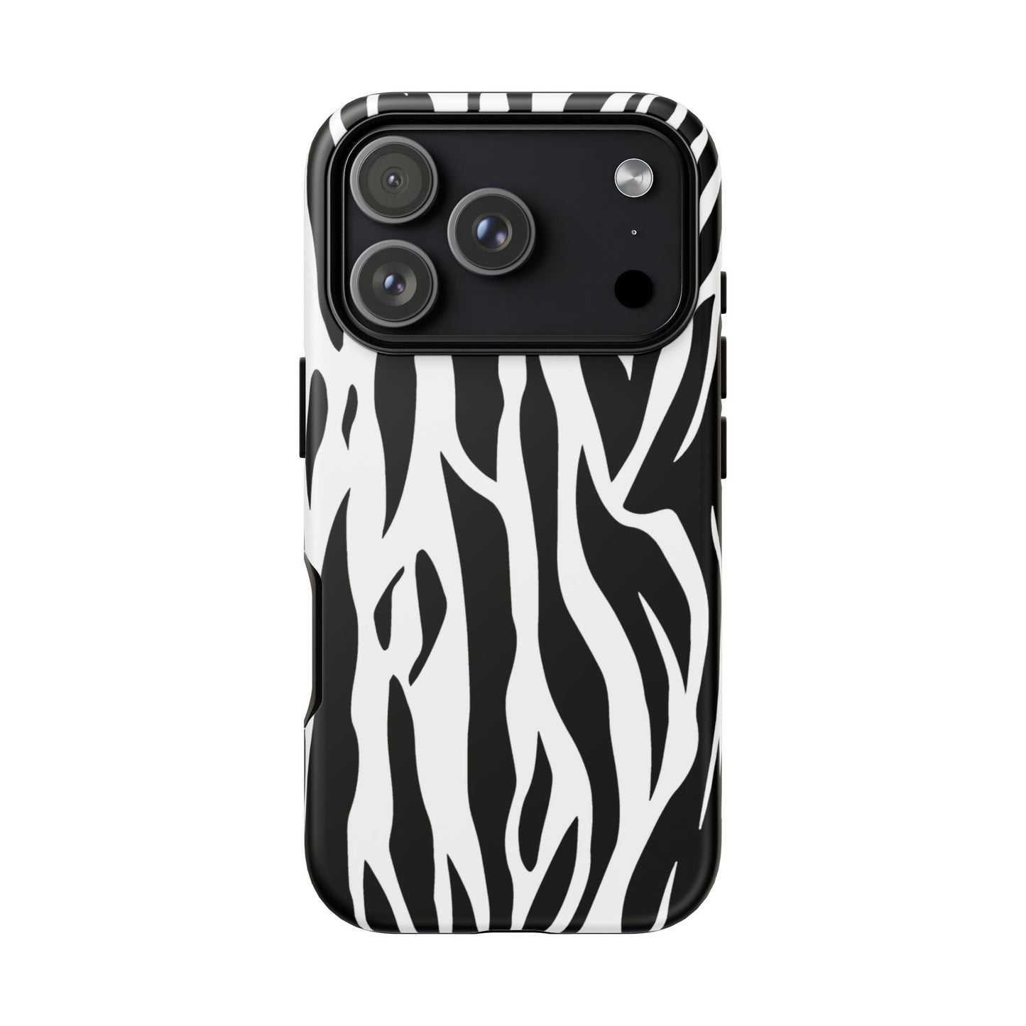 Black White Tiger Print Tough Case Cover for iPhone Samsung and Google phones.