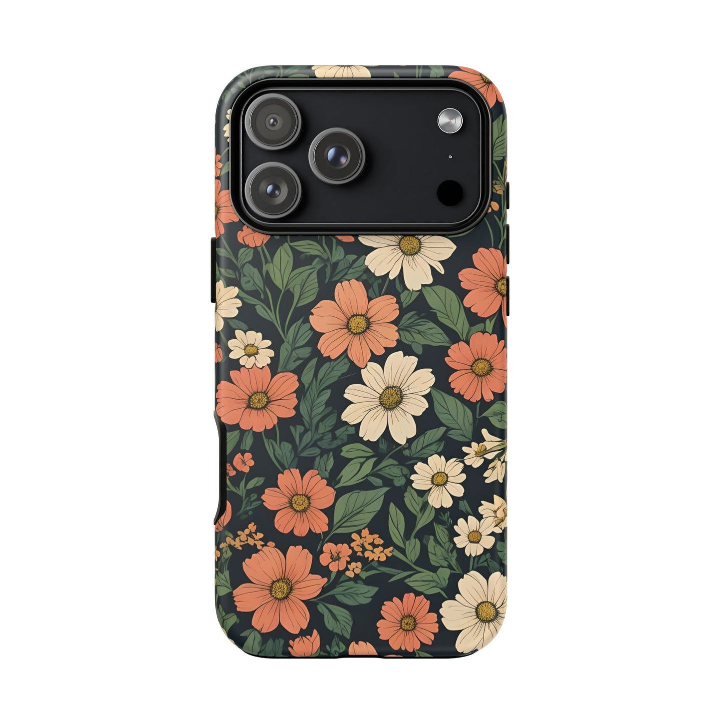 Orange & White Floral Phone Case Elegant Protection for iPhone, Samsung S and Google Pixel Phones