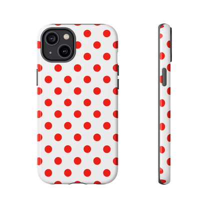 Red White Polka Dot Phone Case Cover for iPhone, Samsung, and Google Phones