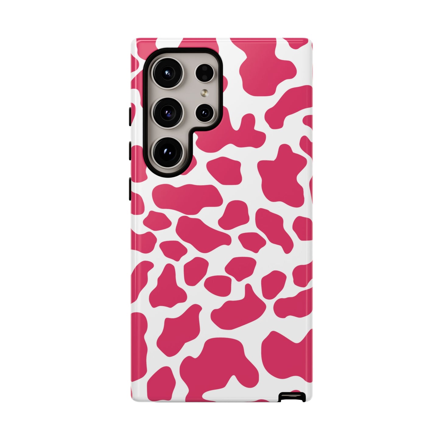 Pink Cow Print Phone Case Cover for iPhone, Samsung, Google smart phones