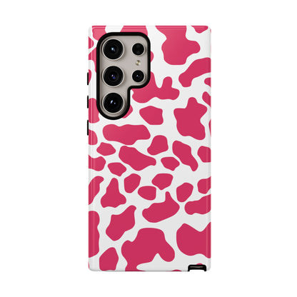 Pink Cow Print Phone Case Cover for iPhone, Samsung, Google smart phones
