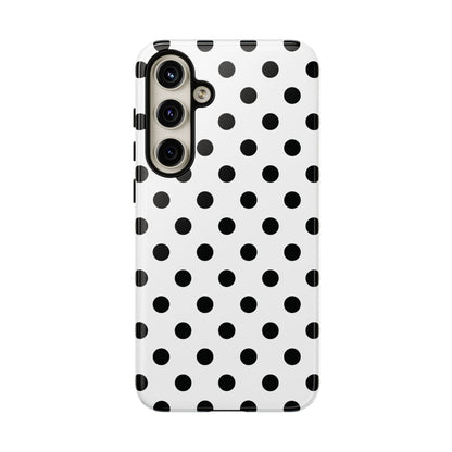 Black White Polka Dot Phone Case Cover  iPhone, Samsung Galaxy S25, Google Pixel 7