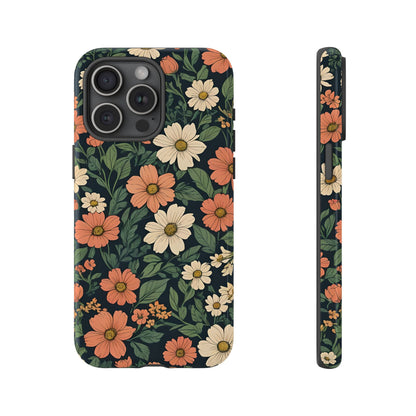 Orange & White Floral Phone Case Elegant Protection for iPhone, Samsung S and Google Pixel Phones