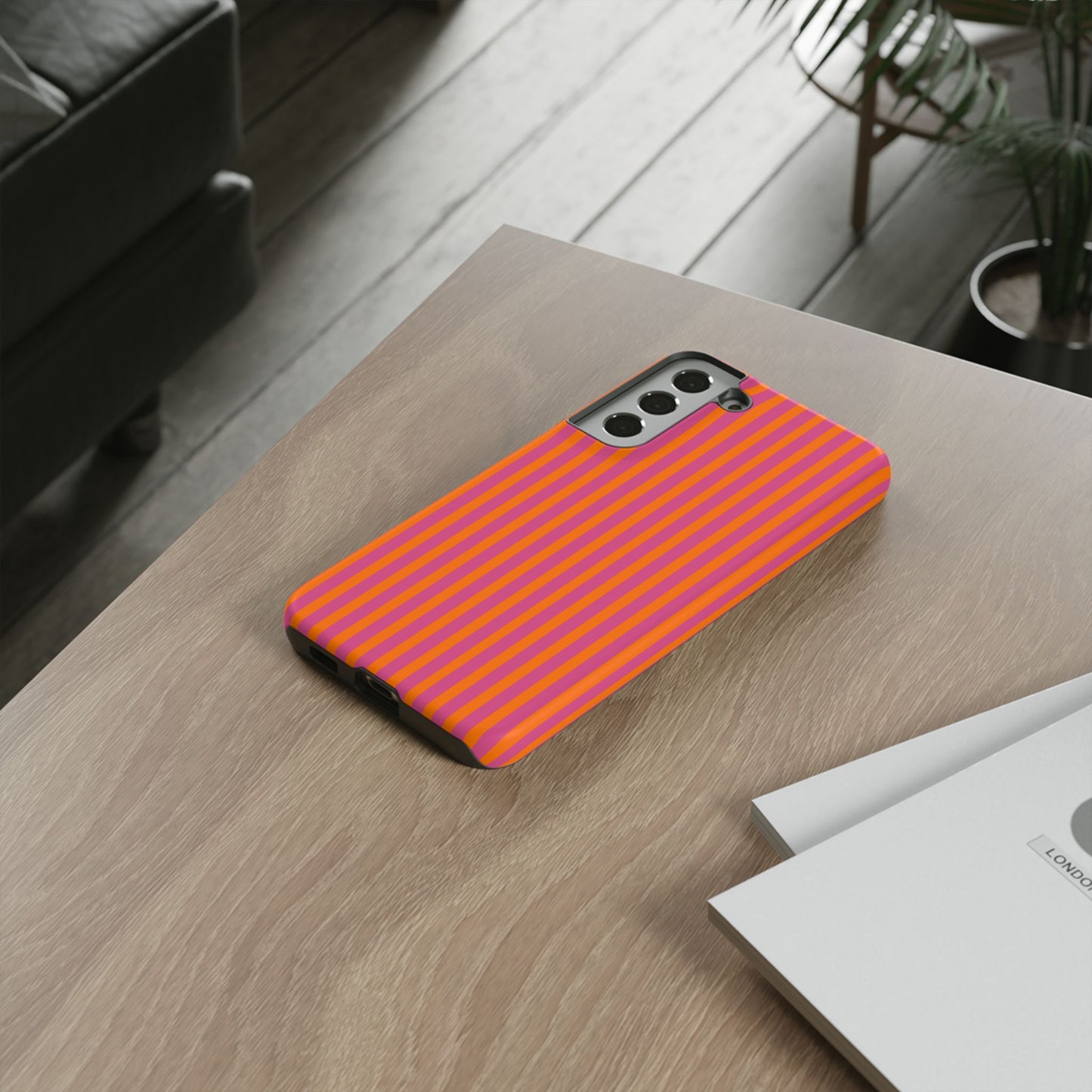 Orange Pink Striped Tough Phone Cases