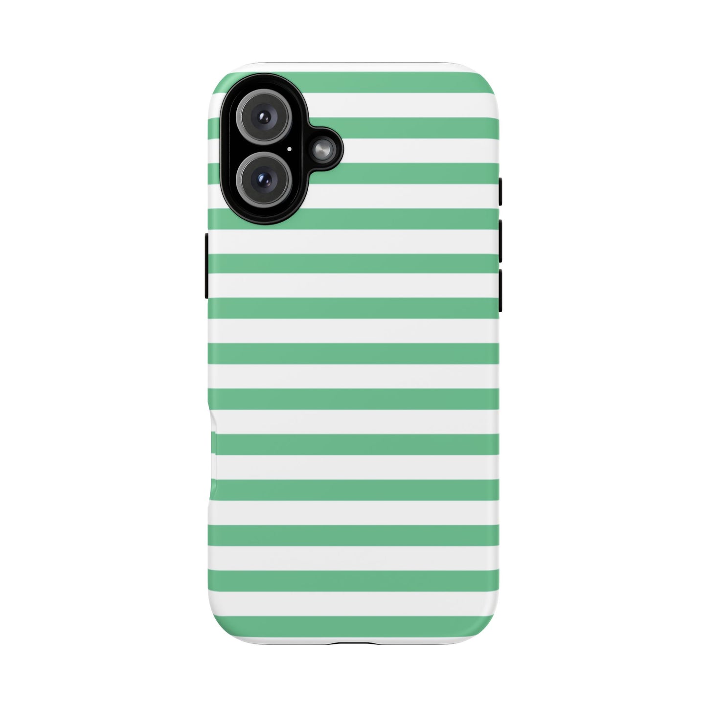 Mint Green Striped Phone Case | Horizontal Candy Stripe iPhone Cover