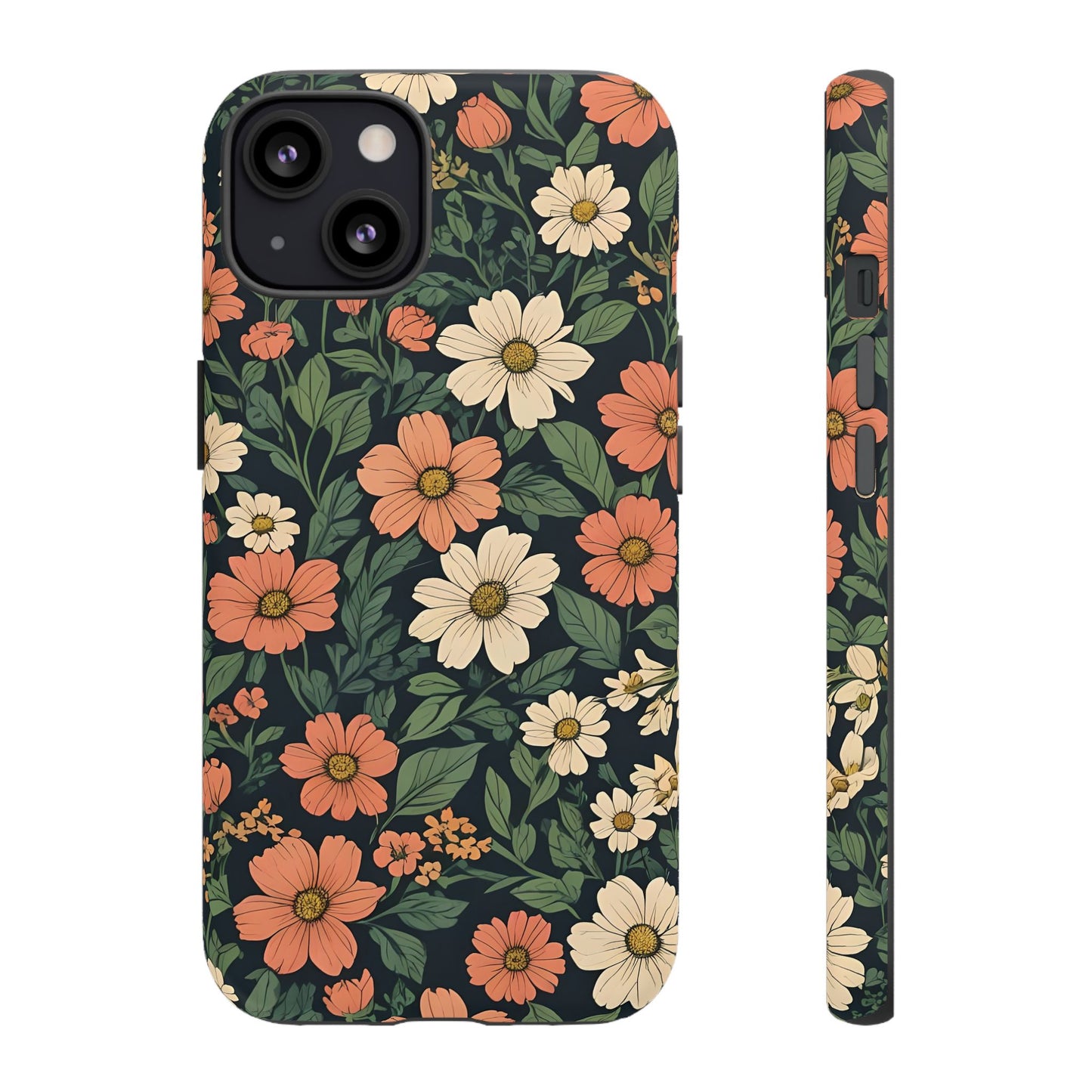 Orange & White Floral Phone Case Elegant Protection for iPhone, Samsung S and Google Pixel Phones