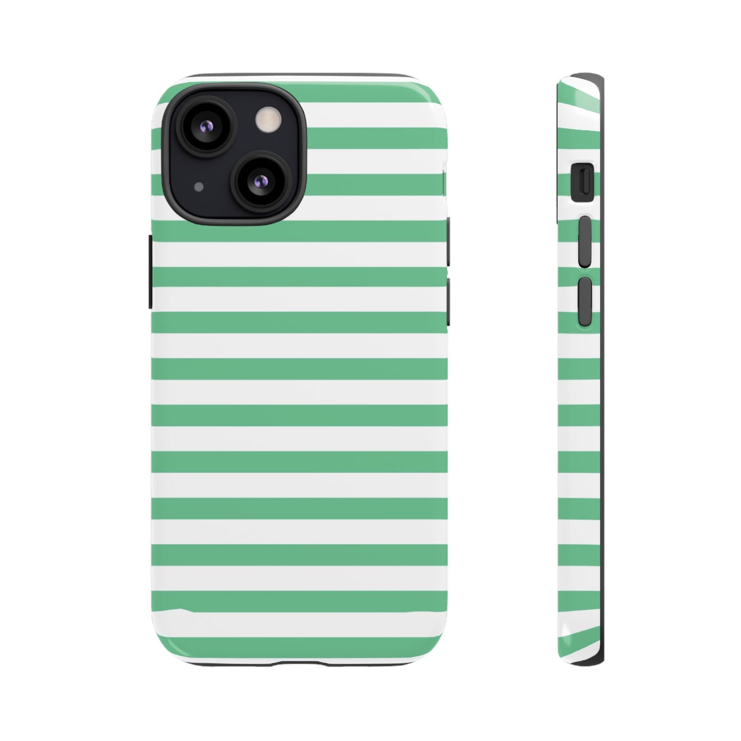 Mint Green Striped Phone Case | Horizontal Candy Stripe iPhone Cover