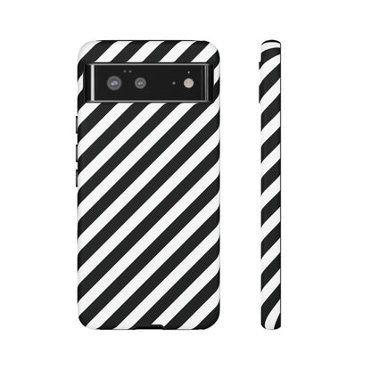 Black White Diagonal Phone Case Cover, Protective Sleek Cell Phone Case, Modern Smartphone, Stylish