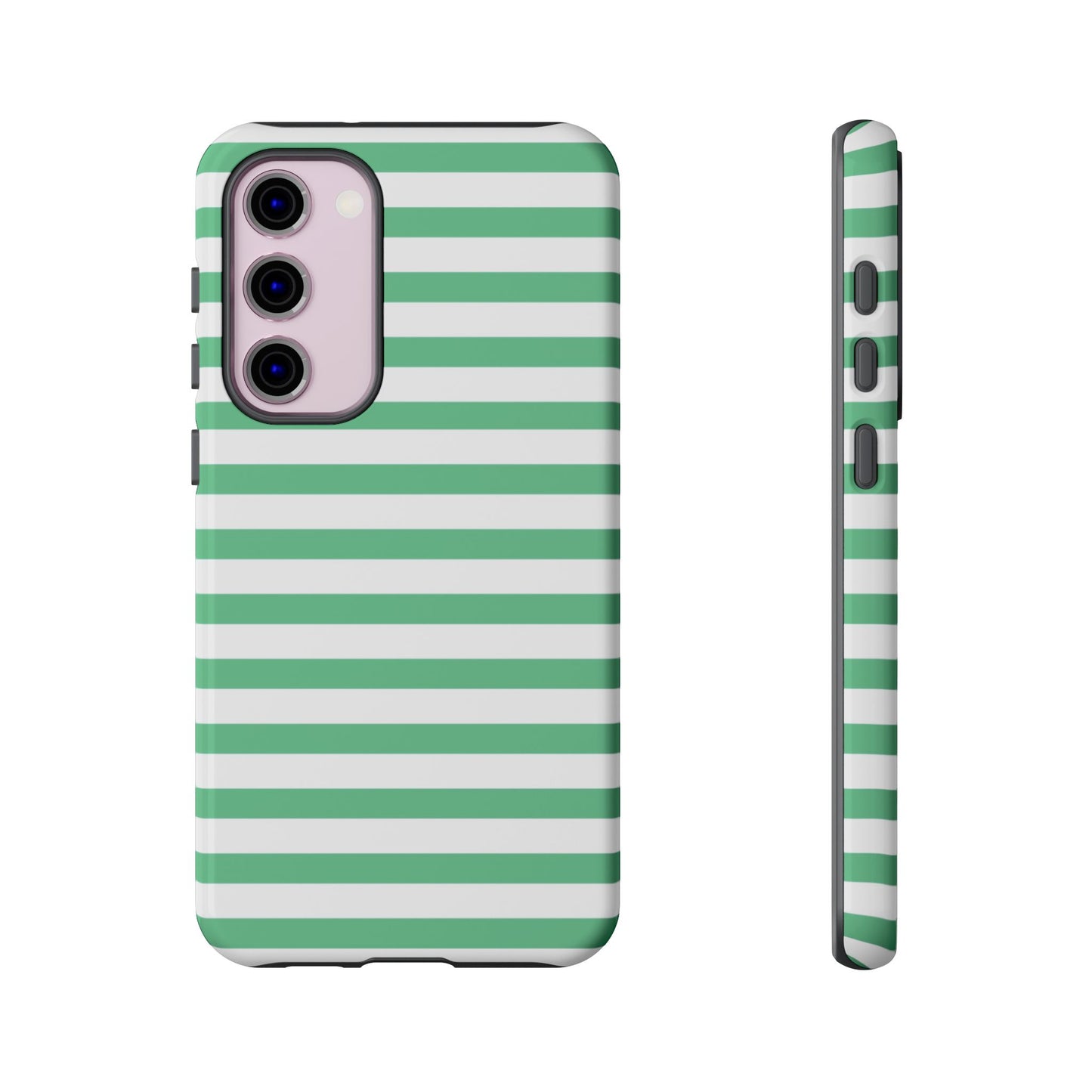 Mint Green Striped Phone Case | Horizontal Candy Stripe iPhone Cover