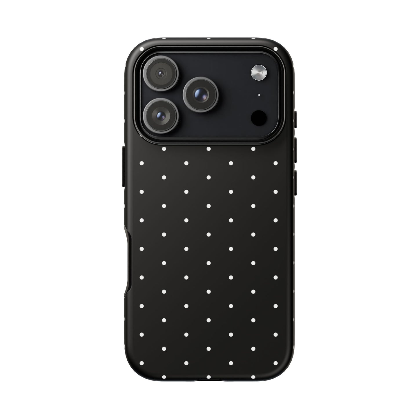 Phone Case, Elegant Black Tough Case with White Dots, Stylish Protective Cover, Minimalist Design, Gift for Her, Birthday Present, Christmas