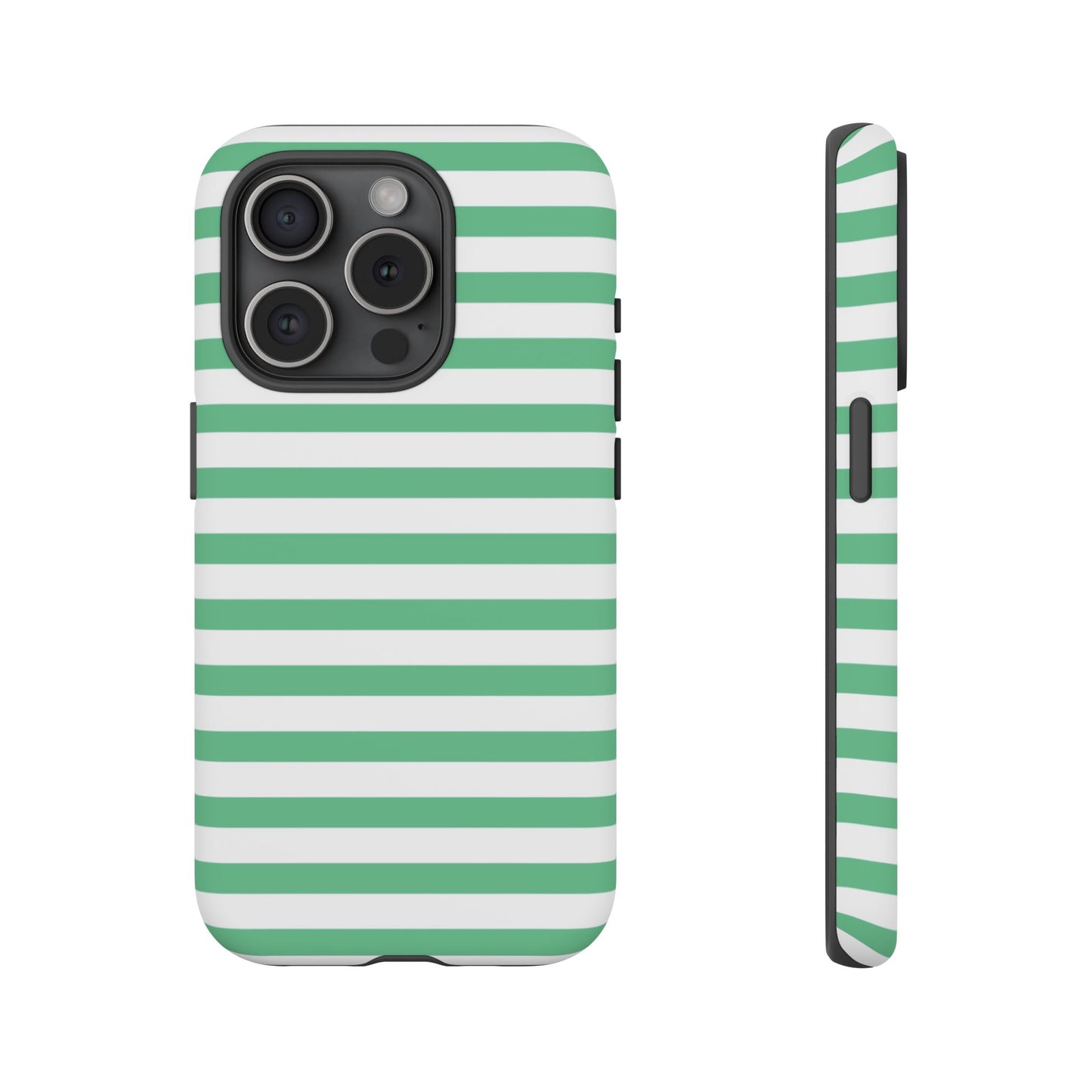 Mint Green Striped Phone Case | Horizontal Candy Stripe iPhone Cover