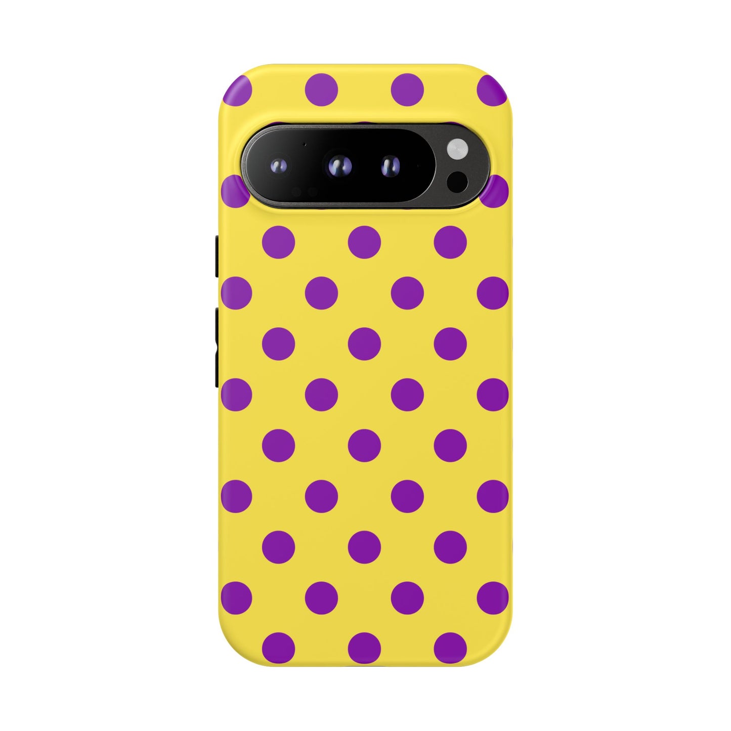 Phone Case - Bright Yellow with Purple Dots