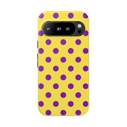 Phone Case - Bright Yellow with Purple Dots