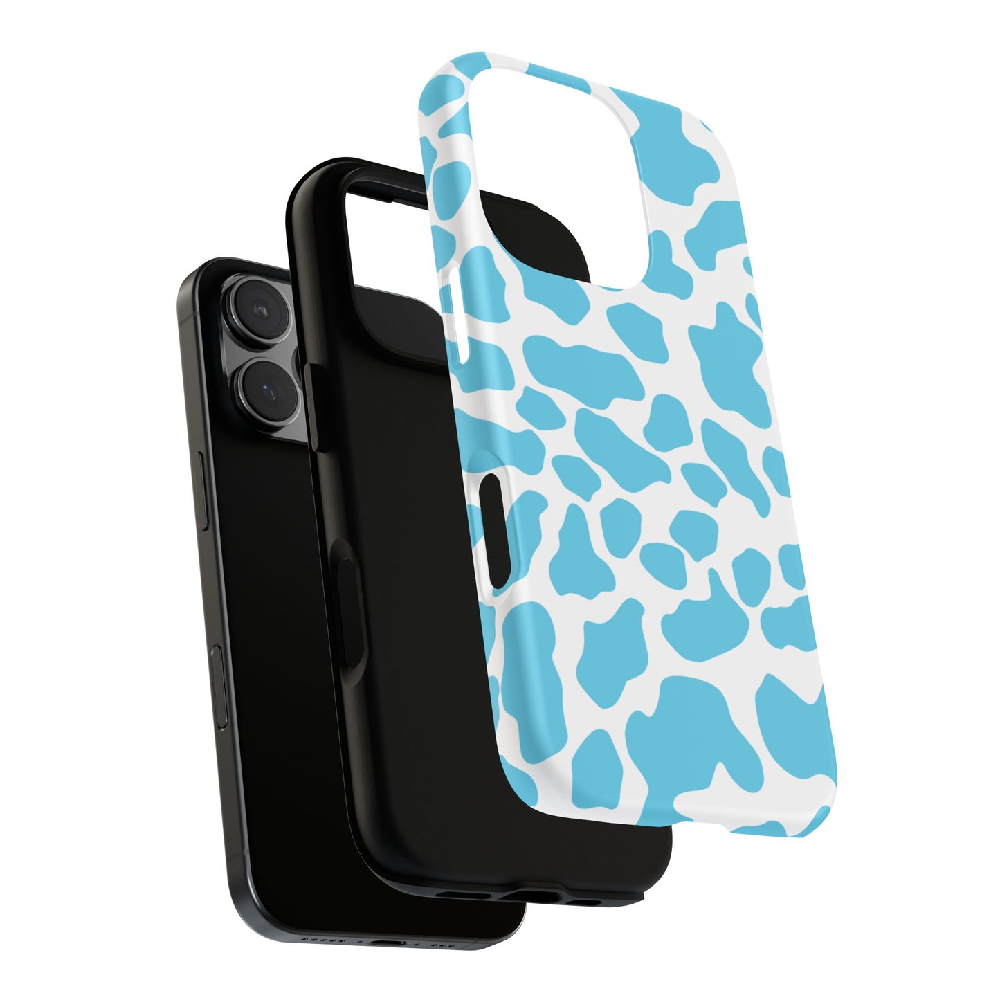 Blue White Cow Print Phone Case Cover