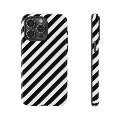 Black White Diagonal Phone Case Cover, Protective Sleek Cell Phone Case, Modern Smartphone, Stylish