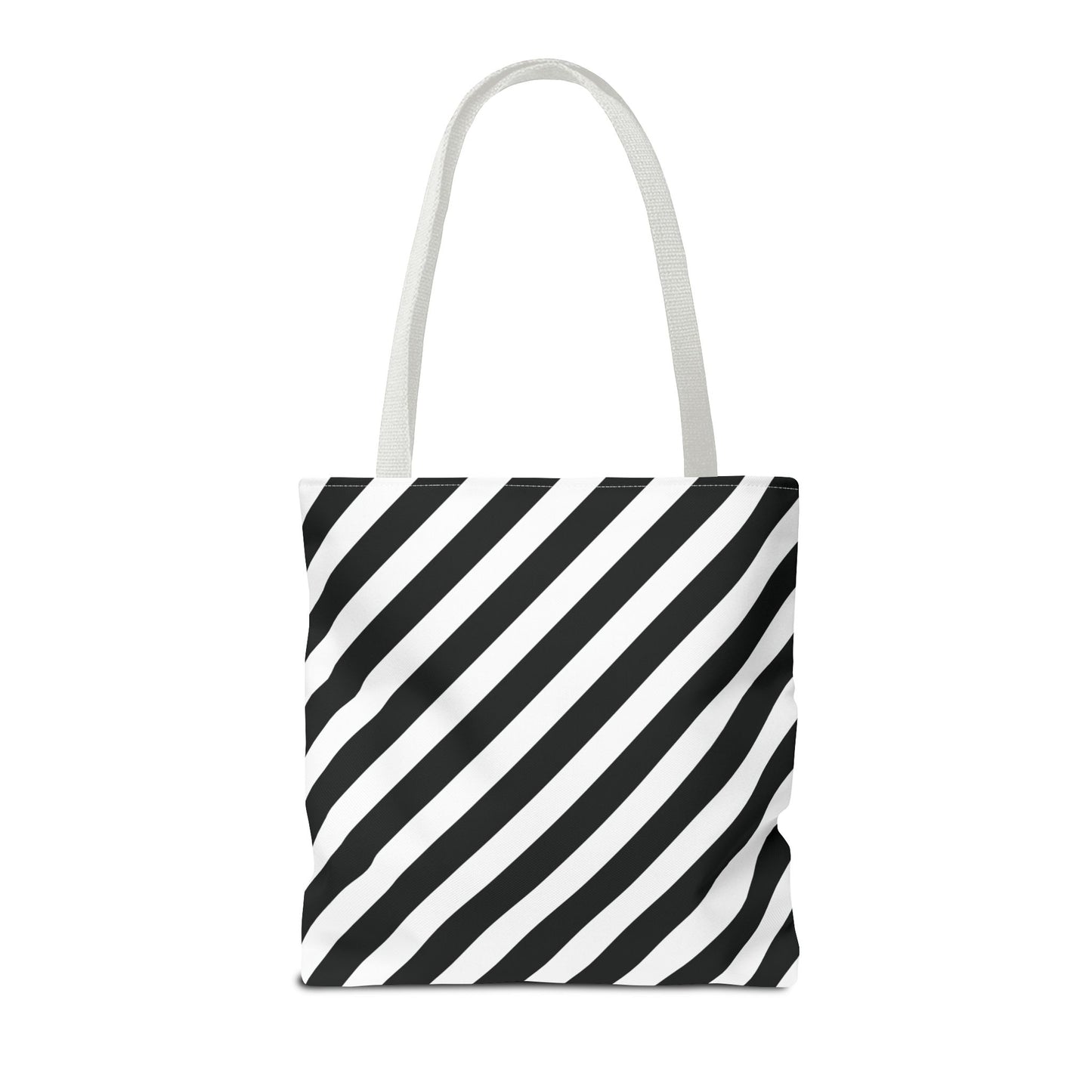 Black and White Diagonal Striped Tote Bag