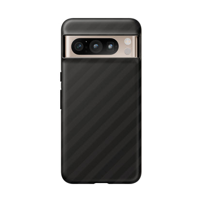 Phone Case, Black Diagonal Pattern Tough Gloss Finish Protective Cover, iPhone, Samsung, Google Pixel, Unique Geometric Design, Gift