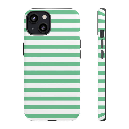 Mint Green Striped Phone Case | Horizontal Candy Stripe iPhone Cover