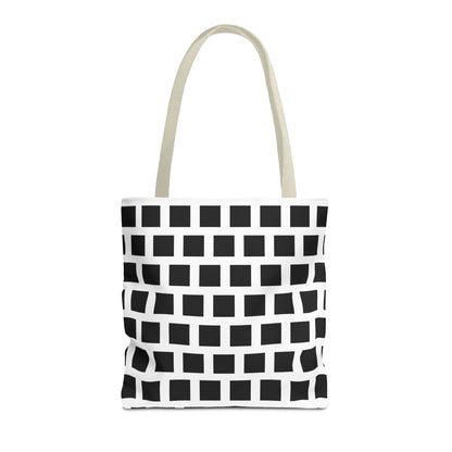 Black Square Pattern Tote Bag - Versatile and Durable Shoulder Bag