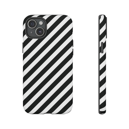 Black White Diagonal Phone Case Cover, Protective Sleek Cell Phone Case, Modern Smartphone, Stylish
