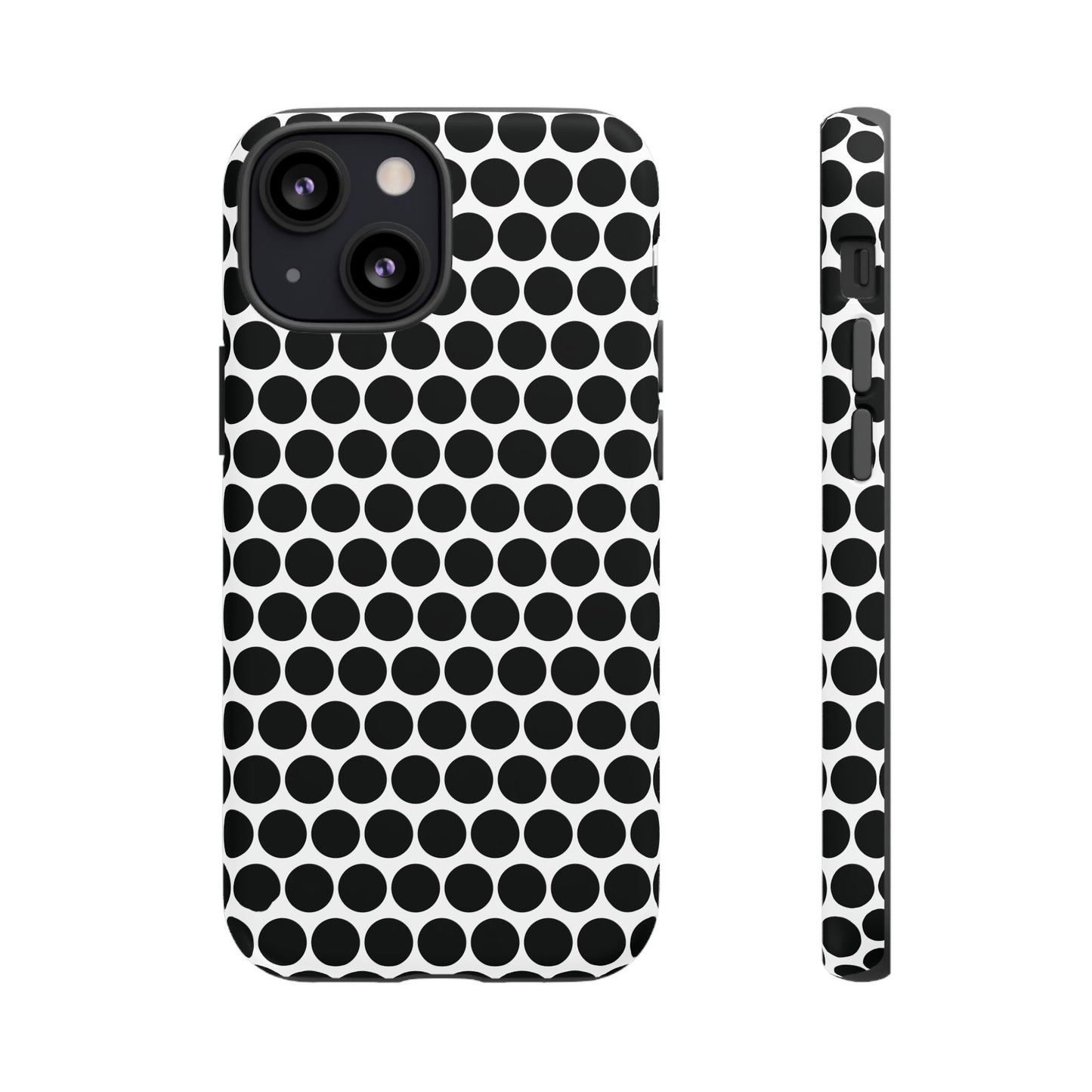 Black White Dot Pattern Tough Phone Case for iPhone, Samsung, Google