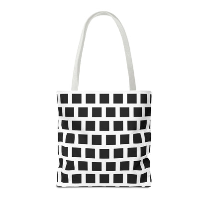 Black Square Pattern Tote Bag - Versatile and Durable Shoulder Bag