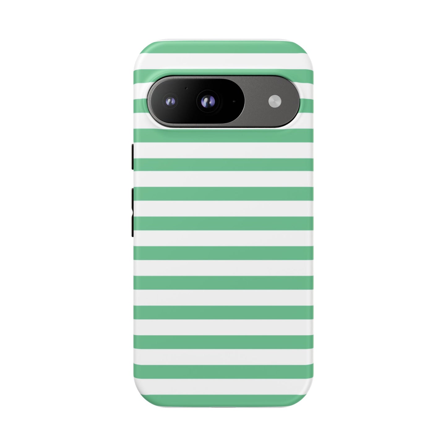 Mint Green Striped Phone Case | Horizontal Candy Stripe iPhone Cover