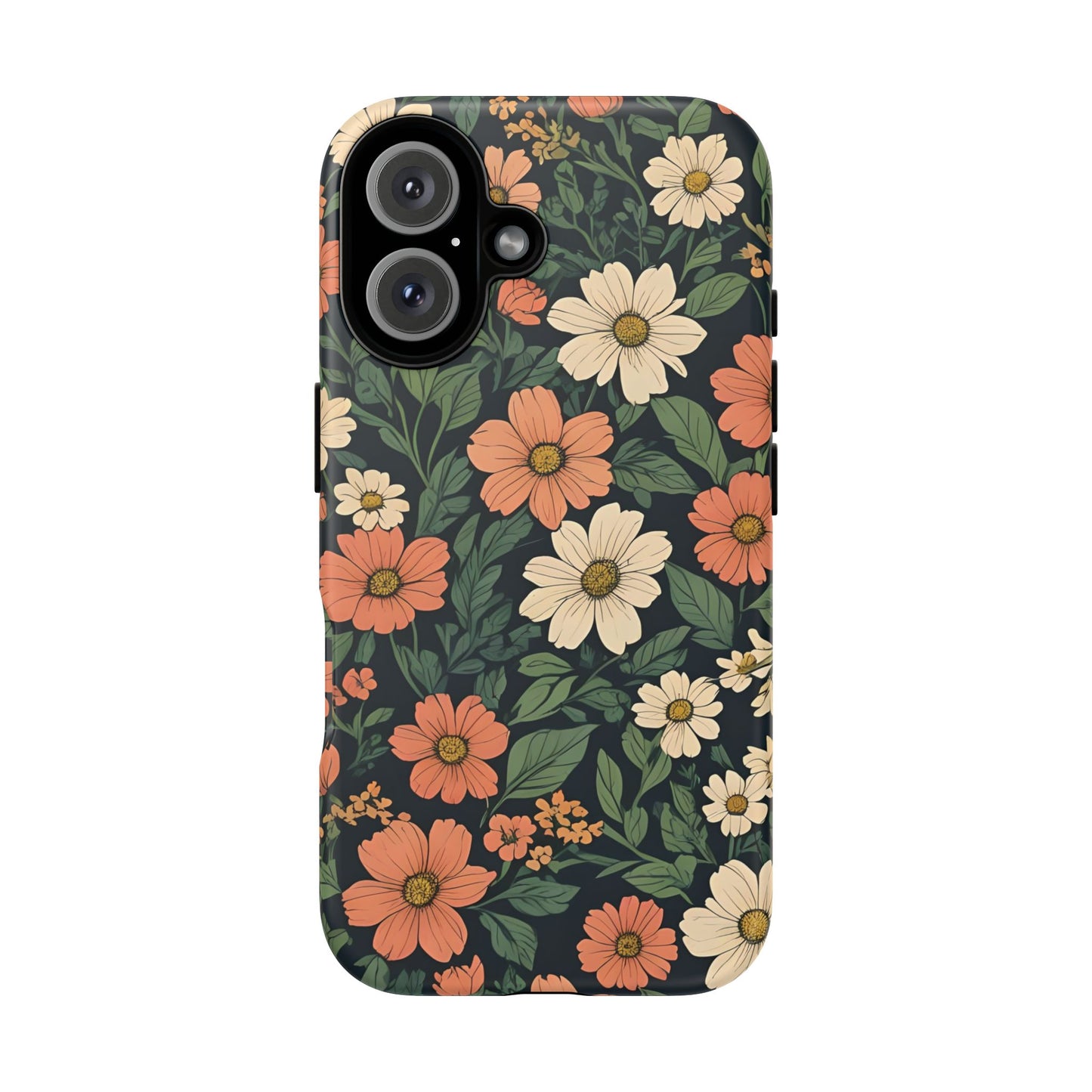 Orange & White Floral Phone Case Elegant Protection for iPhone, Samsung S and Google Pixel Phones