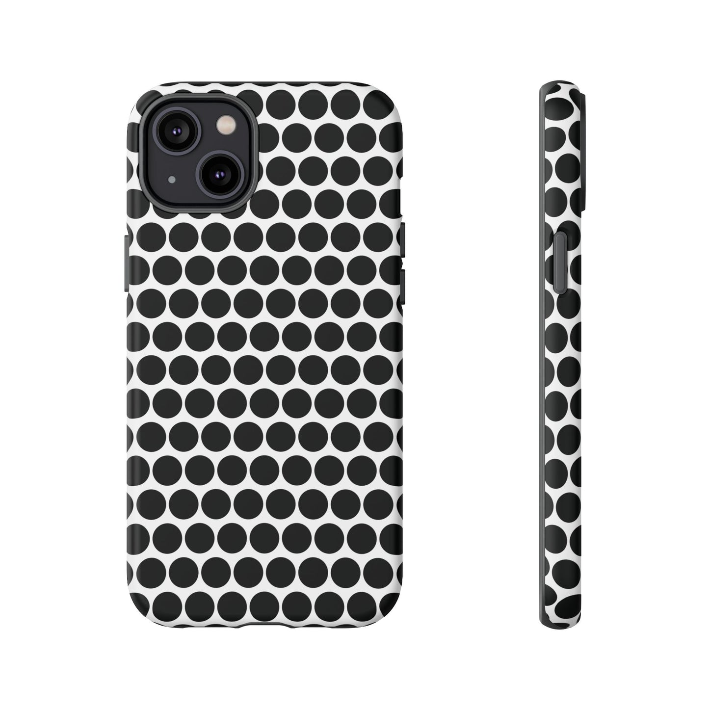 Black White Dot Pattern Tough Phone Case for iPhone, Samsung, Google