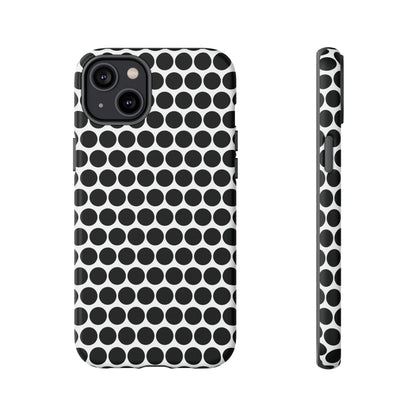 Black White Dot Pattern Tough Phone Case for iPhone, Samsung, Google