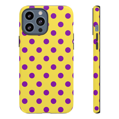 Phone Case - Bright Yellow with Purple Dots