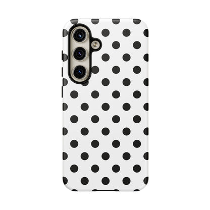 Black White Polka Dot Phone Case Cover  iPhone, Samsung Galaxy S25, Google Pixel 7