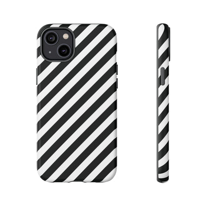 Black White Diagonal Phone Case Cover, Protective Sleek Cell Phone Case, Modern Smartphone, Stylish