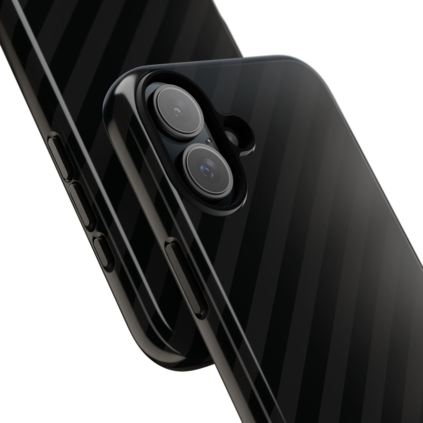 Phone Case, Black Diagonal Pattern Tough Gloss Finish Protective Cover, iPhone, Samsung, Google Pixel, Unique Geometric Design, Gift