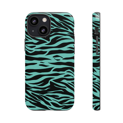 Cute Green Wild Tiger Print Pattern Phone Case for iPhone Galaxy S models and google pixel phones