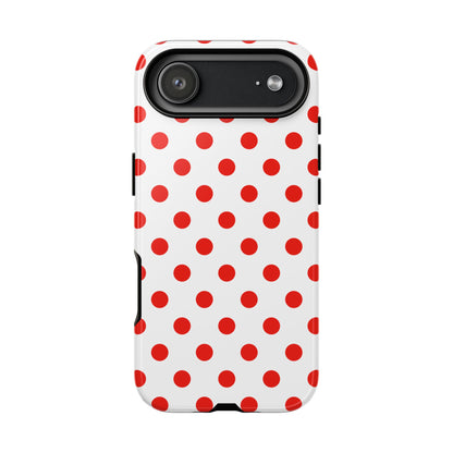 Red White Polka Dot Phone Case Cover for iPhone, Samsung, and Google Phones
