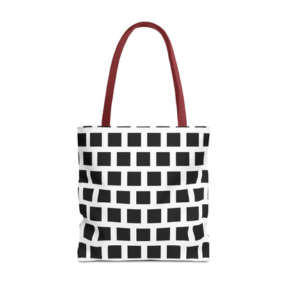 Black Square Pattern Tote Bag - Versatile and Durable Shoulder Bag