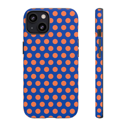 Blue & Coral Polka Dot Phone Case for iPhone, Samsung S, Google Pixel Phones
