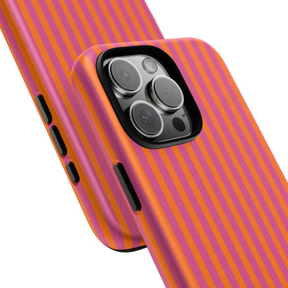 Orange Pink Striped Tough Phone Cases