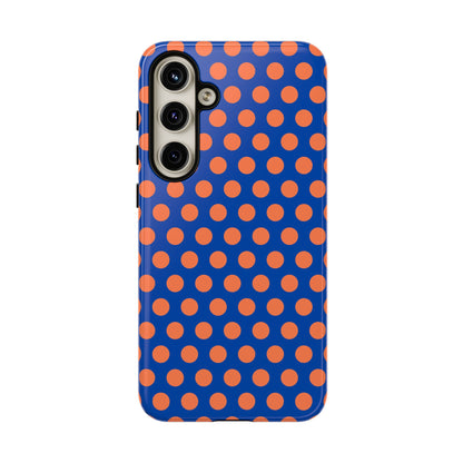 Blue & Coral Polka Dot Phone Case for iPhone, Samsung S, Google Pixel Phones