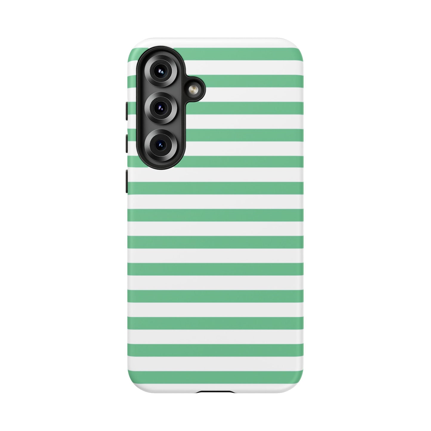 Mint Green Striped Phone Case | Horizontal Candy Stripe iPhone Cover