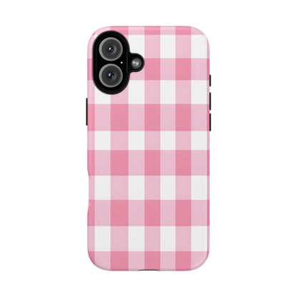 Pink Gingham Cute Phone Case Cover, for Fashion Lovers, Gift for Her, Stylish Tech Accessory, Perfect for Birthdays & Holidays