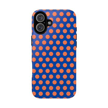 Blue & Coral Polka Dot Phone Case for iPhone, Samsung S, Google Pixel Phones