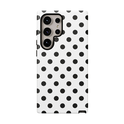 Black White Polka Dot Phone Case Cover  iPhone, Samsung Galaxy S25, Google Pixel 7