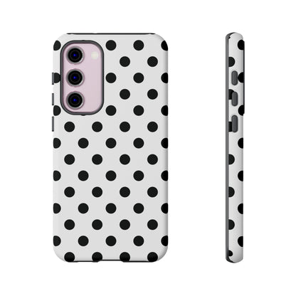 Black White Polka Dot Phone Case Cover  iPhone, Samsung Galaxy S25, Google Pixel 7
