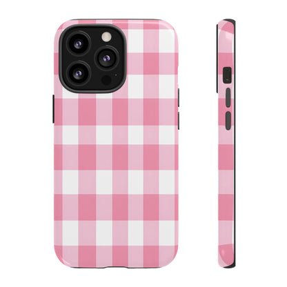 Pink Gingham Cute Phone Case Cover, for Fashion Lovers, Gift for Her, Stylish Tech Accessory, Perfect for Birthdays & Holidays