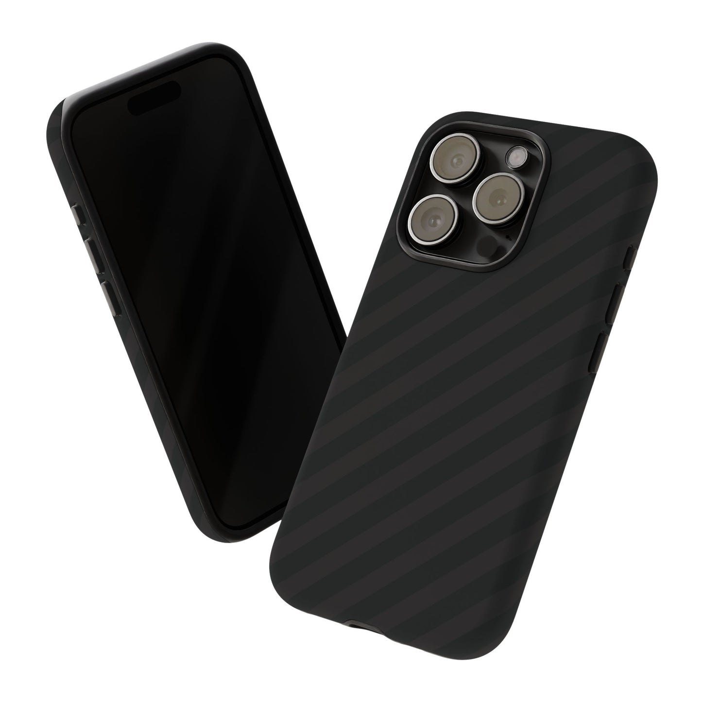 Phone Case, Black Diagonal Pattern Tough Gloss Finish Protective Cover, iPhone, Samsung, Google Pixel, Unique Geometric Design, Gift