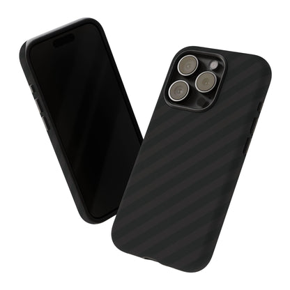 Phone Case, Black Diagonal Pattern Tough Gloss Finish Protective Cover, iPhone, Samsung, Google Pixel, Unique Geometric Design, Gift